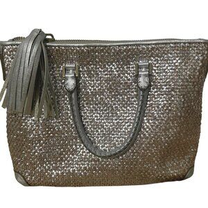 Anya Hindmarch Silver Leather Weave Hand Bag With Tag W/ Purchase price of 1350